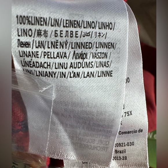 Red Floral Embroidery Jacquard Pants 💯 linen NWT - Picture 12 of 12